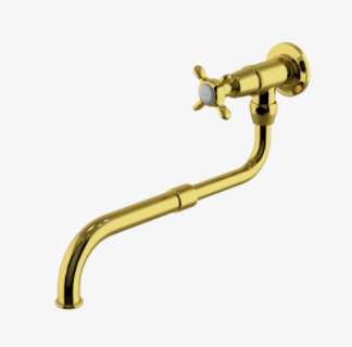 Waterworks EAPF21 Easton Classic Wall Mounted Extension Pot Filler, Metal Cross Handle