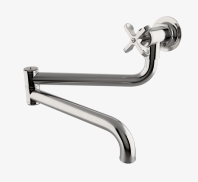 Waterworks HNPF01 Henry Wall Mounted Articulated Pot Filler, Metal Cross Handle