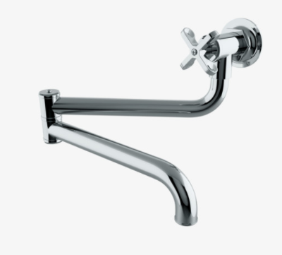 Waterworks HNPF01 Henry Wall Mounted Articulated Pot Filler, Metal Cross Handle