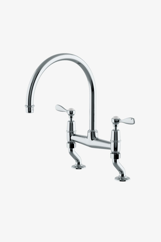 Waterworks EAKM02 Easton Classic Two Hole Bridge Gooseneck Kitchen Faucet, Metal Lever Handles