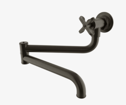 Waterworks HNPF01 Henry Wall Mounted Articulated Pot Filler, Metal Cross Handle