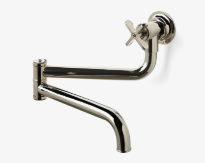 Waterworks HNPF01 Henry Wall Mounted Articulated Pot Filler, Metal Cross Handle