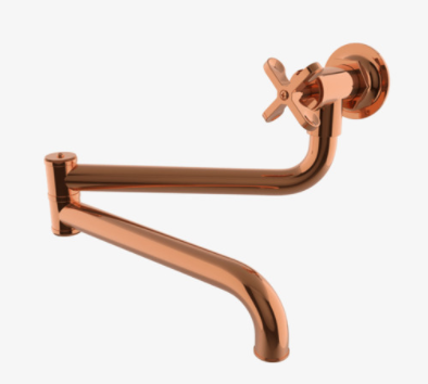 Waterworks HNPF01 Henry Wall Mounted Articulated Pot Filler, Metal Cross Handle