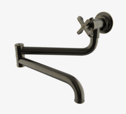 Waterworks HNPF01 Henry Wall Mounted Articulated Pot Filler, Metal Cross Handle