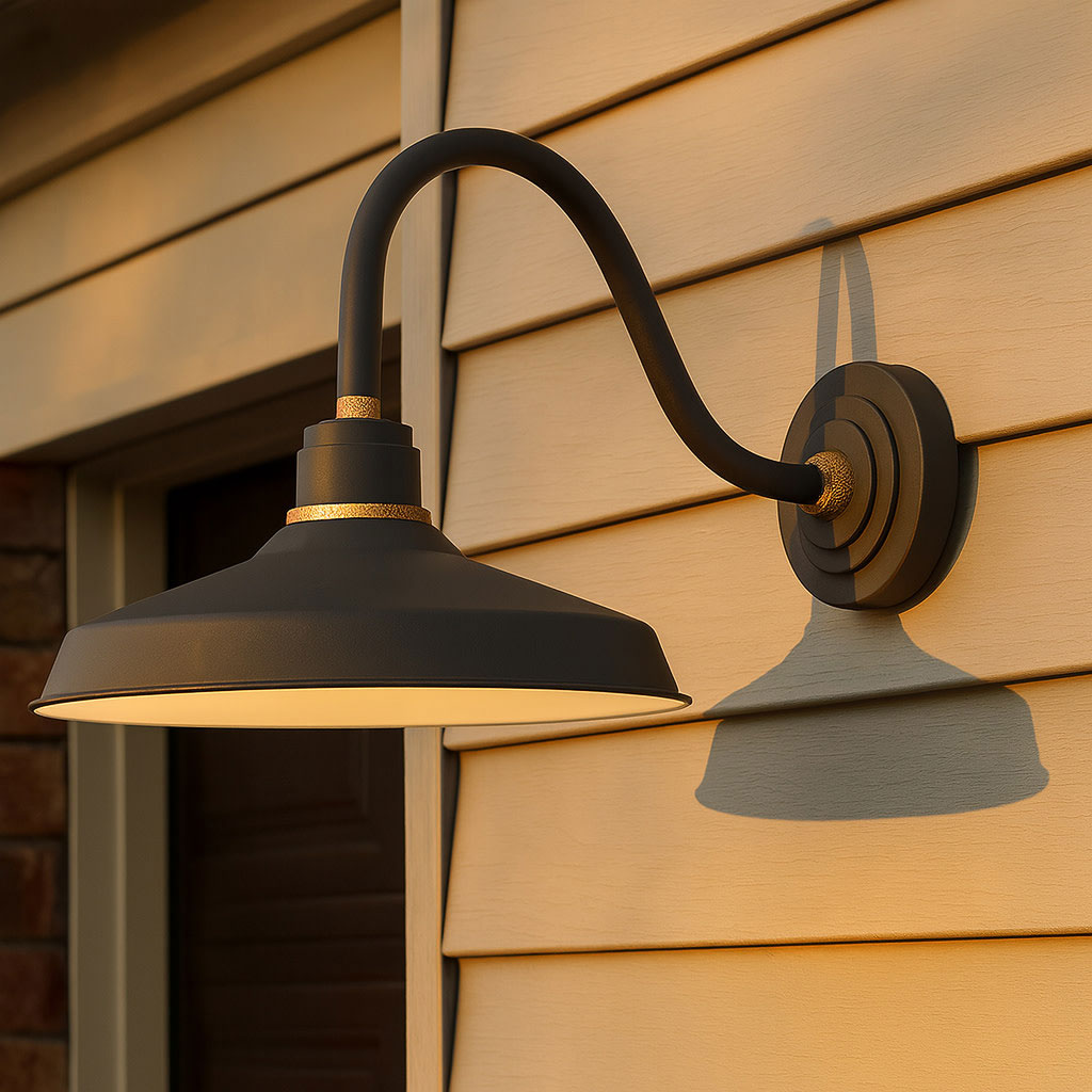 Hinkley Foundry Outdoor Industrial Shade Curve Arm Wall Light (view 7)