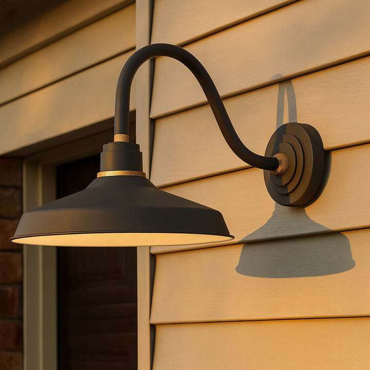 Hinkley Foundry Outdoor Industrial Shade Curve Arm Wall Light (view 7)