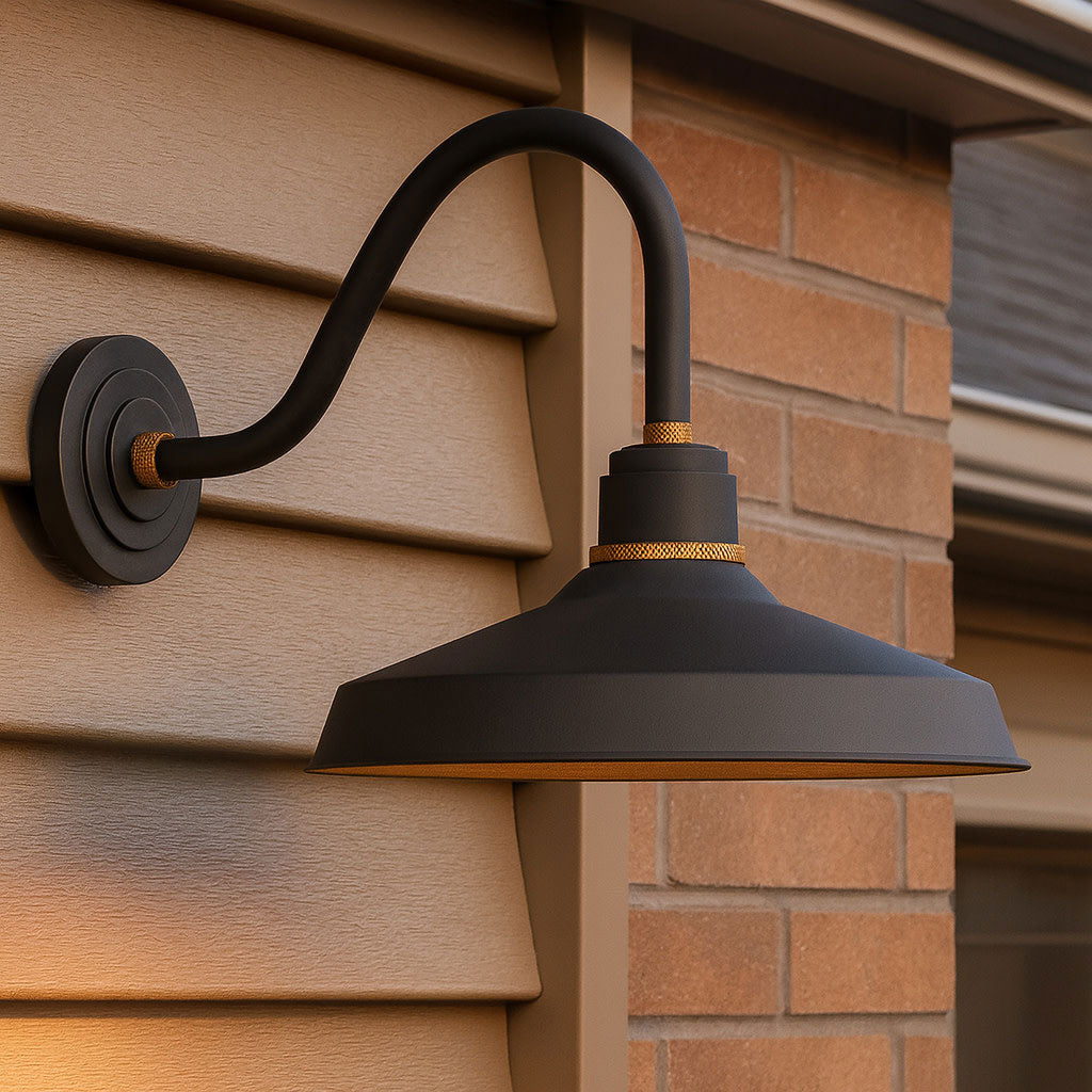 Hinkley Foundry Outdoor Industrial Shade Curve Arm Wall Light (view 6)