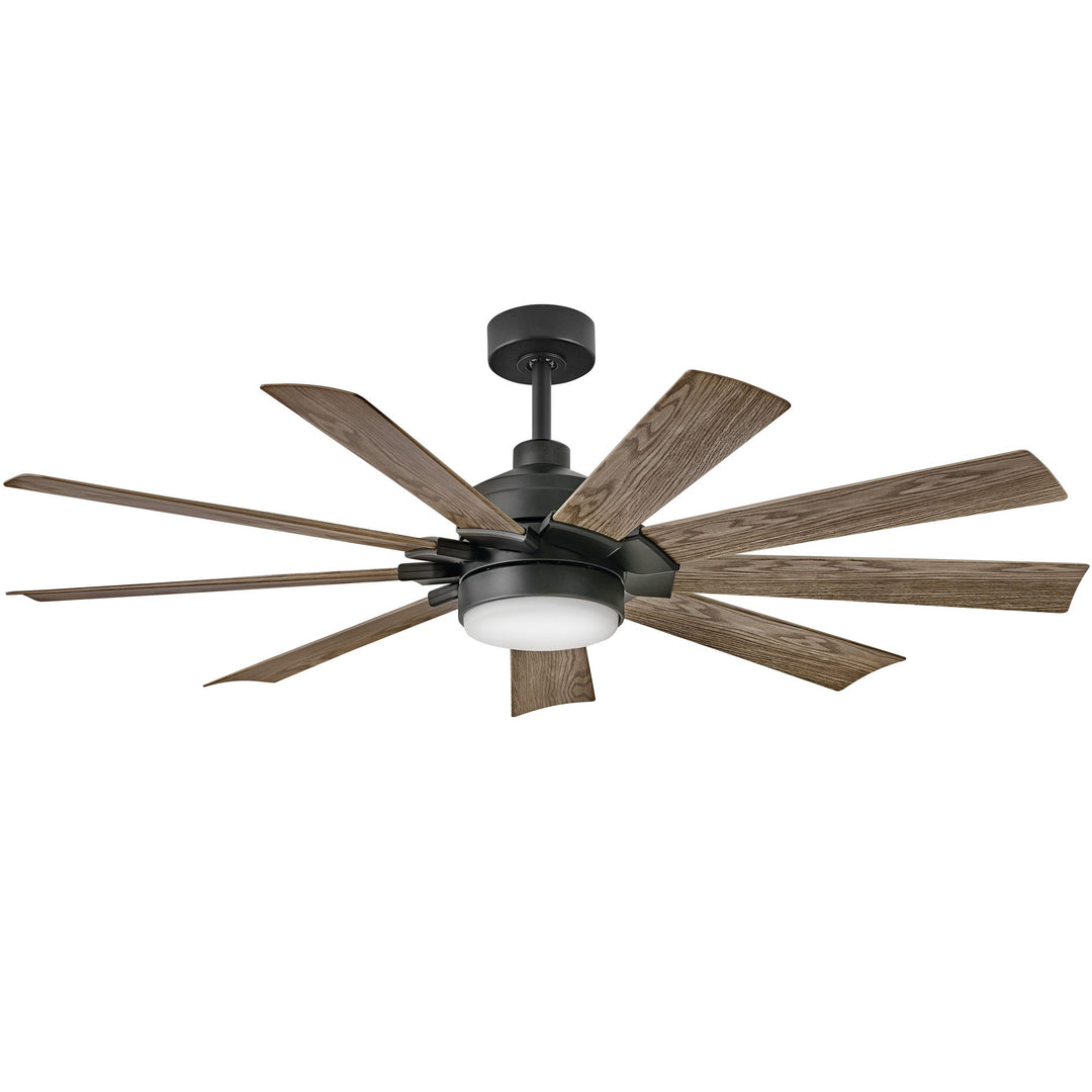Hinkley Turbine Smart Ceiling Fan with Light in Matte Black / Driftwood