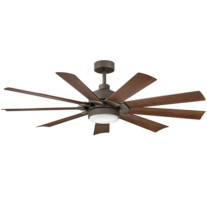 Hinkley Turbine Smart Ceiling Fan with Light in Metallic Matte Bronze / Walnut