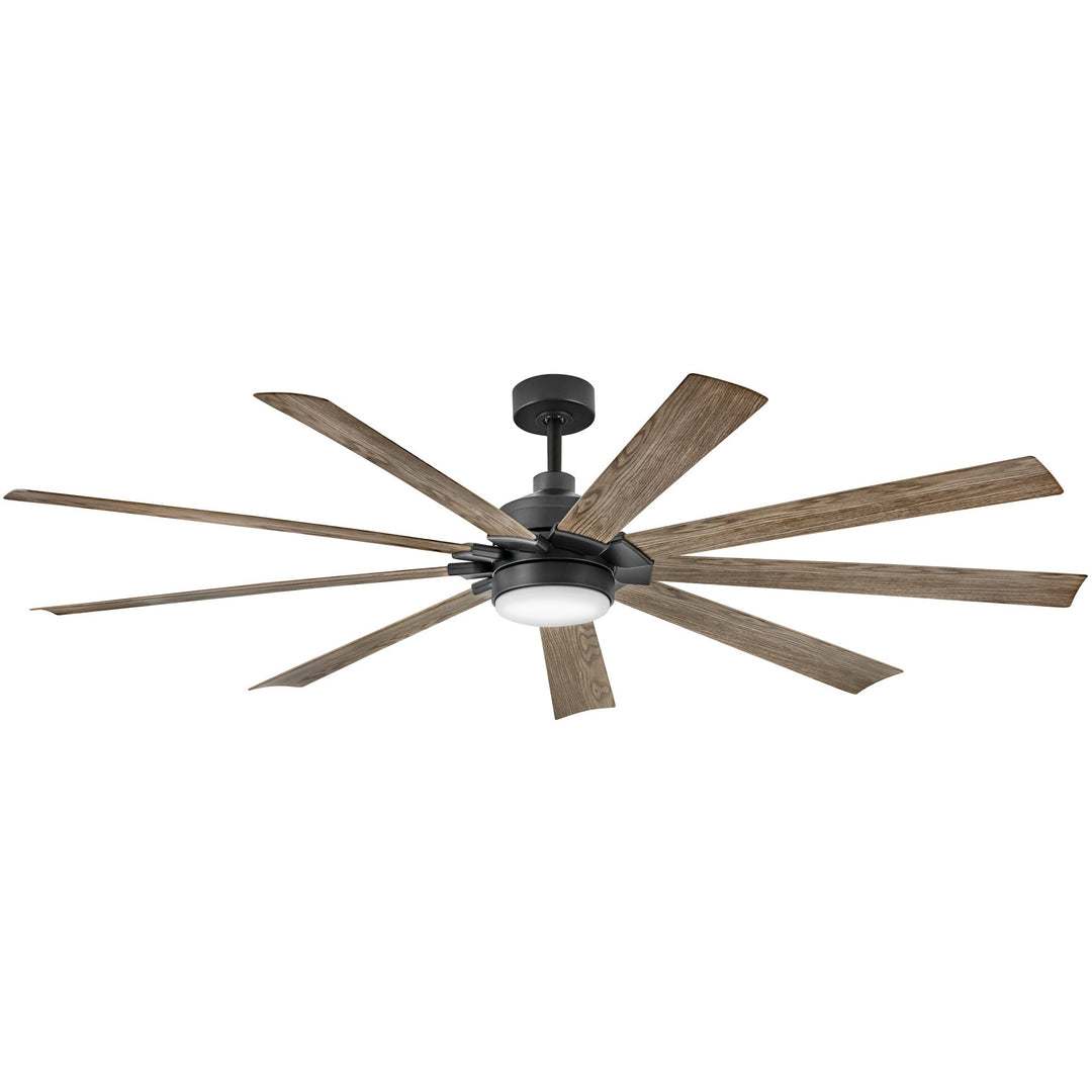Hinkley Turbine Smart Ceiling Fan with Light in Matte Black / Driftwood (view 2)