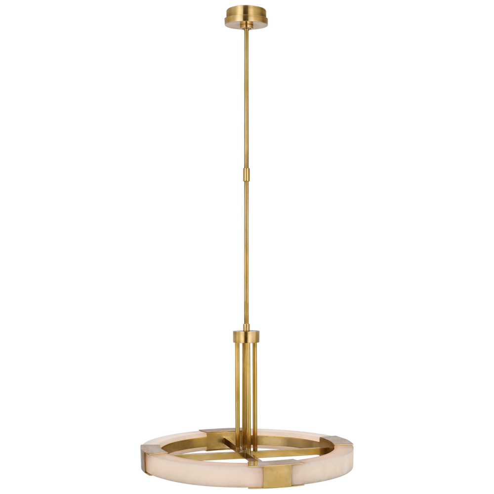 Visual Comfort Signature Covet Ring Chandelier in Antique-Burnished Brass and Alabaster
