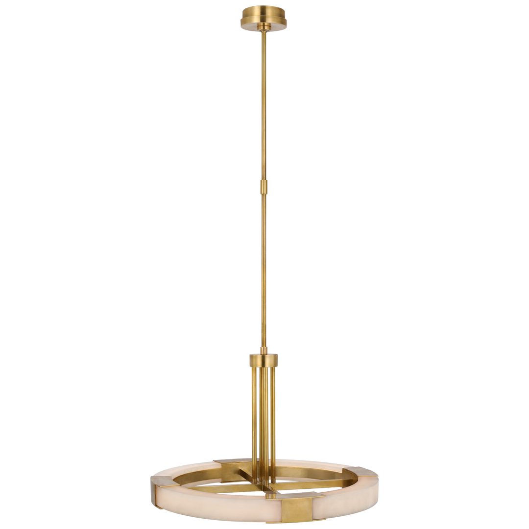 Visual Comfort Signature Covet Ring Chandelier in Antique-Burnished Brass and Alabaster