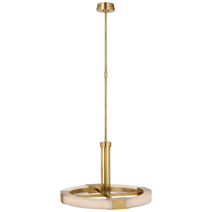 Visual Comfort Signature Covet Ring Chandelier in Antique-Burnished Brass and Alabaster