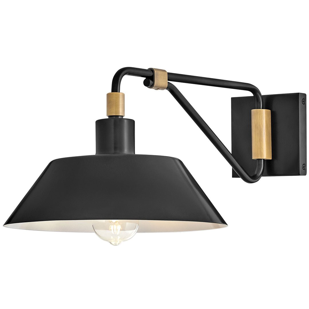 Hinkley Brewster Outdoor Wall Light in Black / Heritage Brass (view 2)