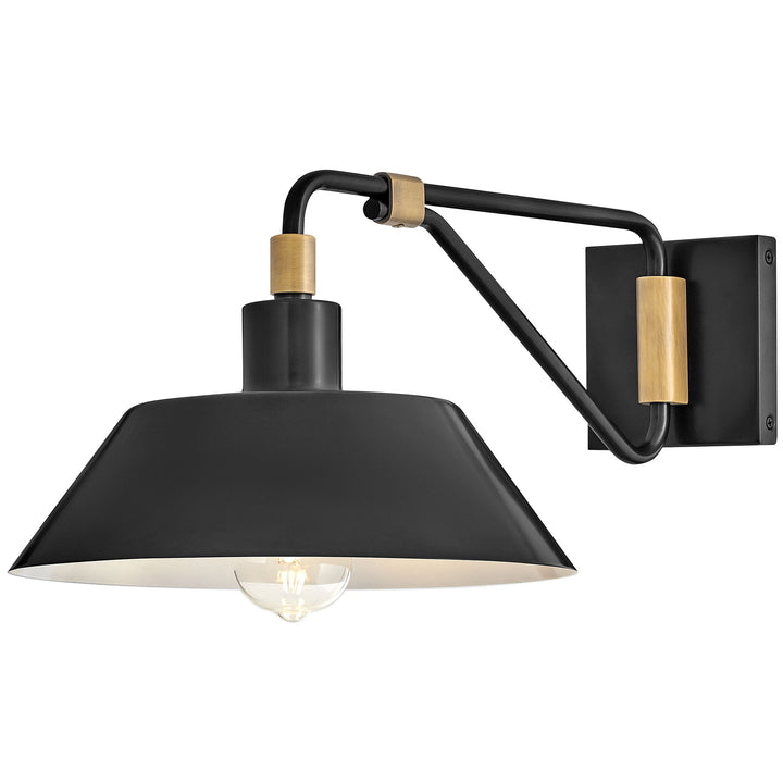 Hinkley Brewster Outdoor Wall Light in Black / Heritage Brass (view 2)
