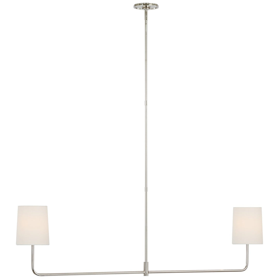 Visual Comfort Signature Go Lightly Linear Chandelier in Linen / Polished Nickel