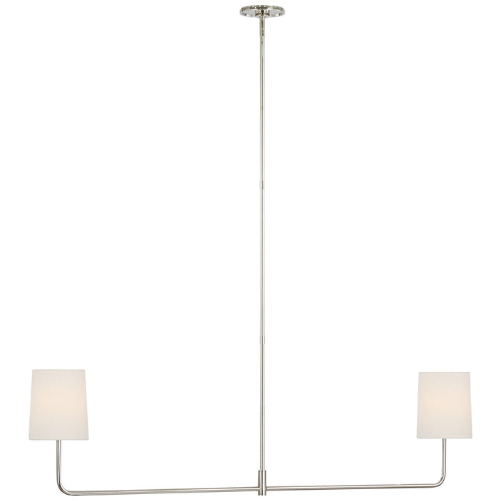 Visual Comfort Signature Go Lightly Linear Chandelier in Linen / Polished Nickel
