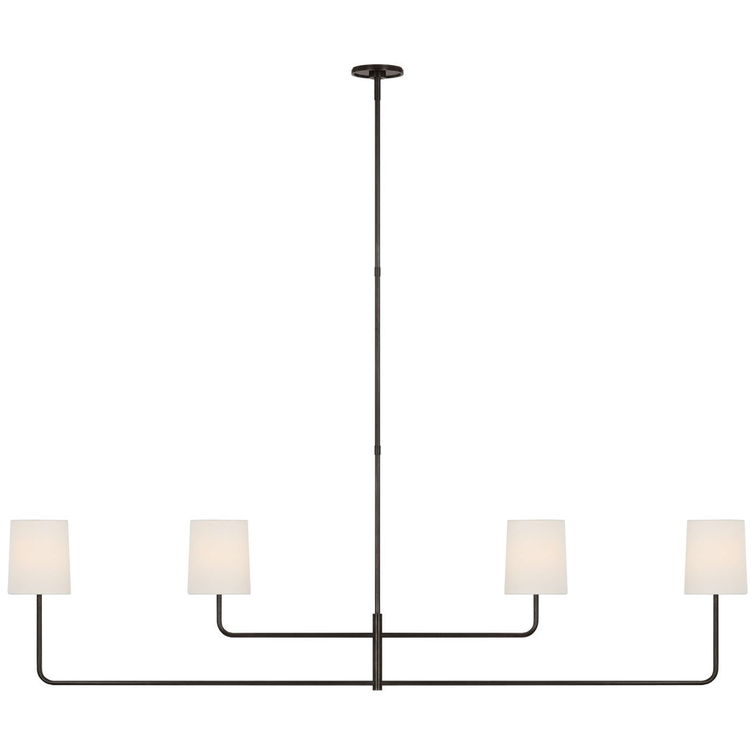 Visual Comfort Signature Go Lightly Linear Chandelier in Linen / Bronze