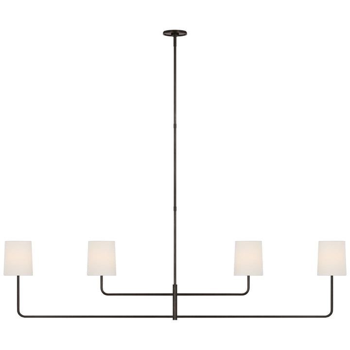 Visual Comfort Signature Go Lightly Linear Chandelier in Linen / Bronze