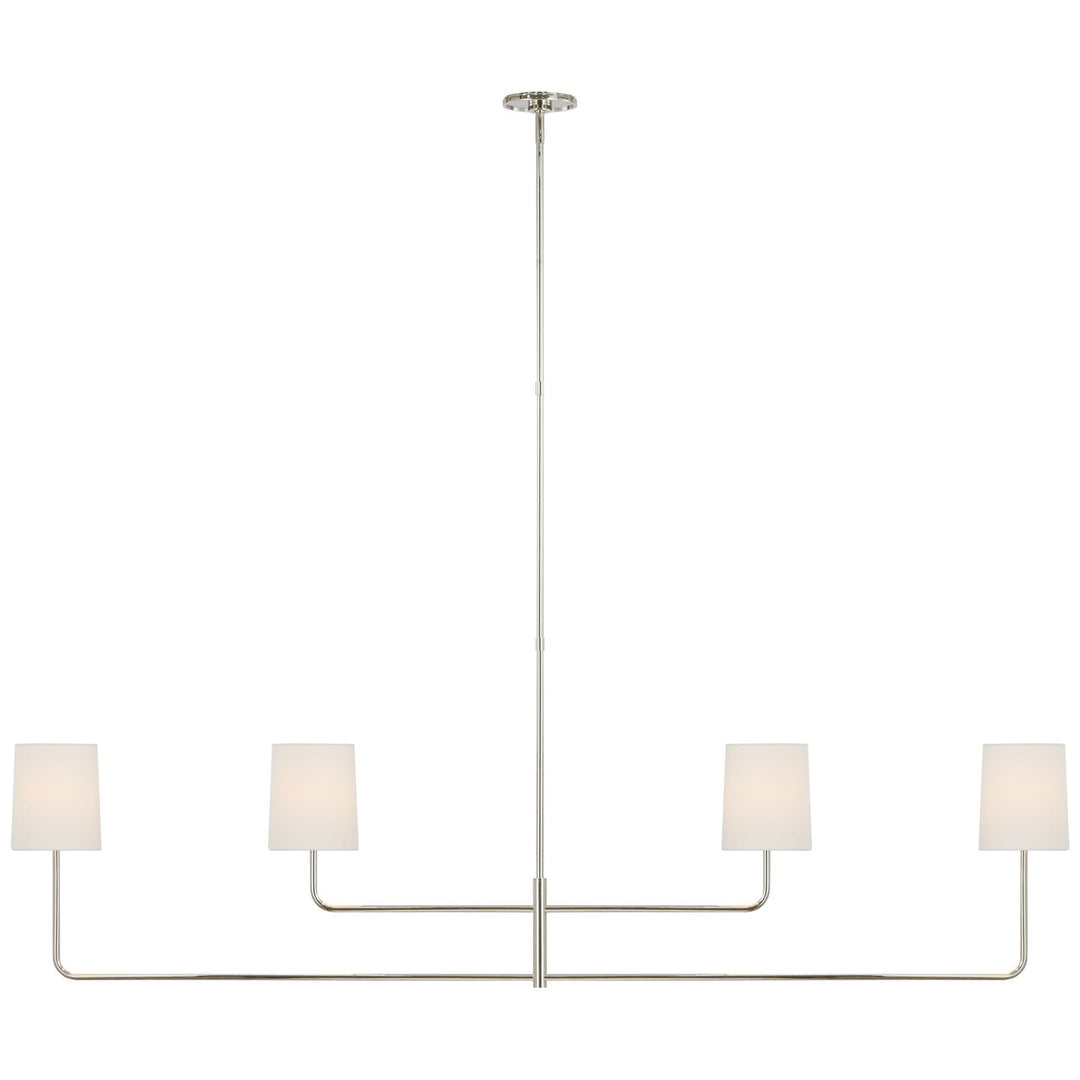 Visual Comfort Signature Go Lightly Linear Chandelier in Linen / Polished Nickel (view 2)