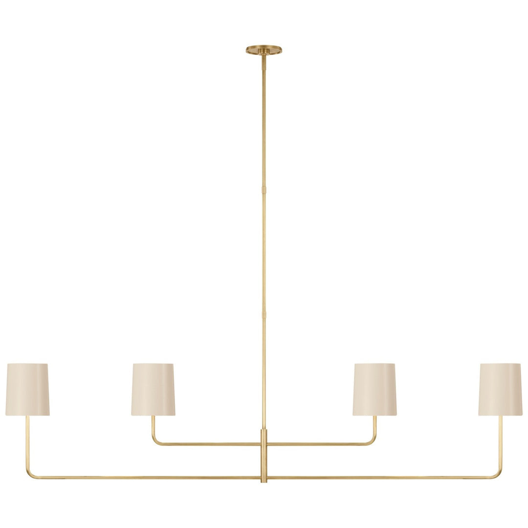 Visual Comfort Signature Go Lightly Linear Chandelier in China White / Soft Brass