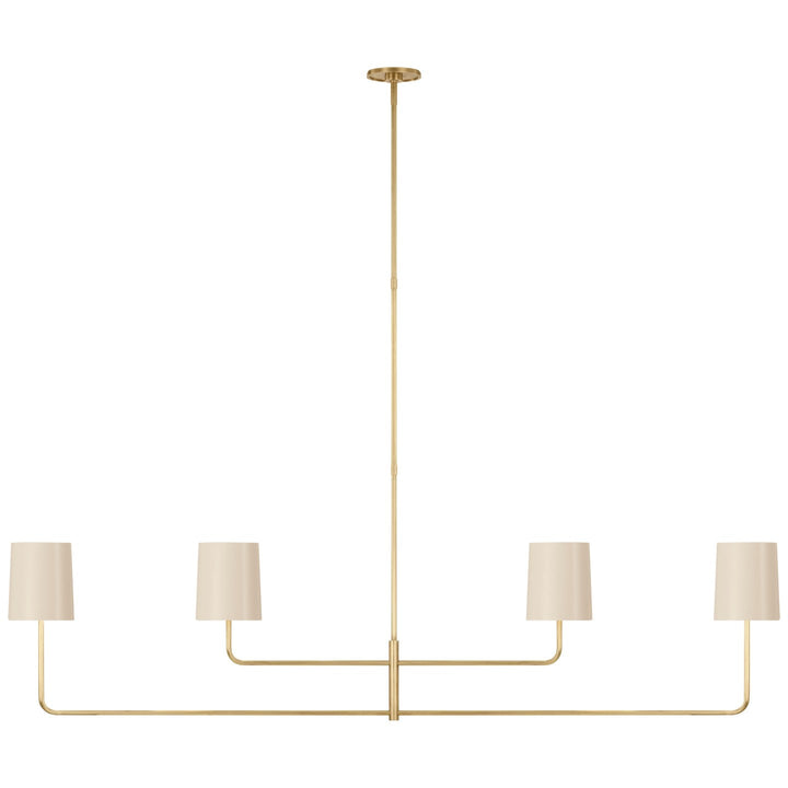 Visual Comfort Signature Go Lightly Linear Chandelier in China White / Soft Brass