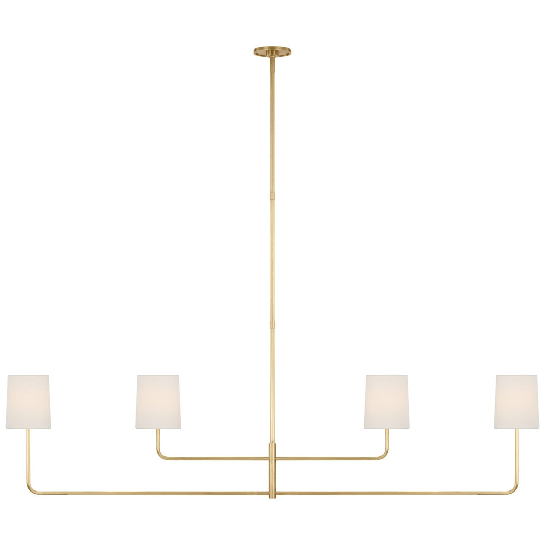 Visual Comfort Signature Go Lightly Linear Chandelier in Linen / Soft Brass