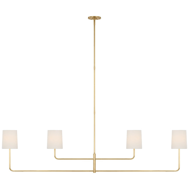 Visual Comfort Signature Go Lightly Linear Chandelier in Linen / Soft Brass