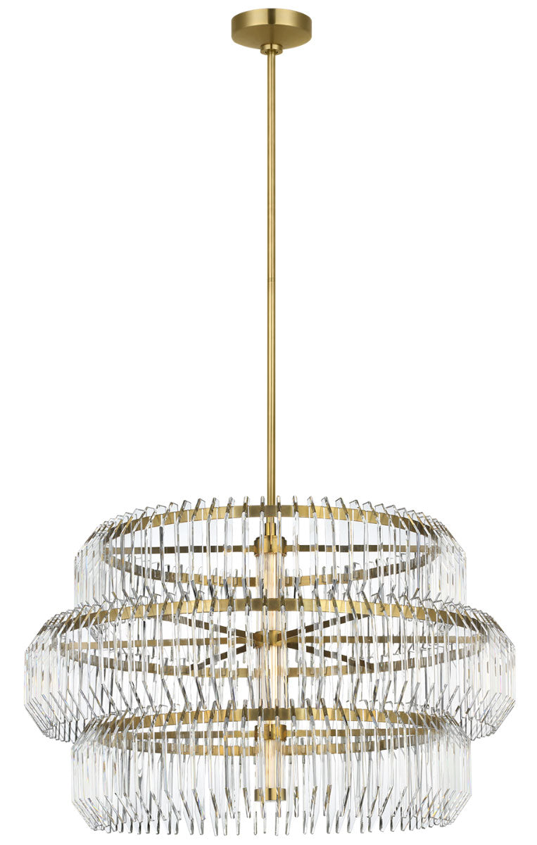 Visual Comfort Signature Killarney Layered Drum Chandelier in Natural Brass