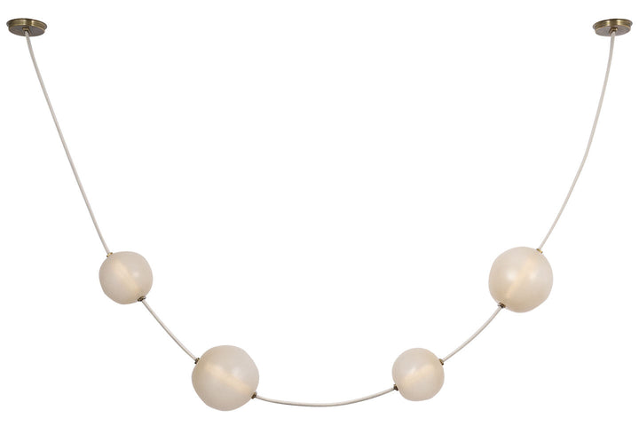 Visual Comfort Signature Dune Pendant in Bone Suede and Mottled Brass