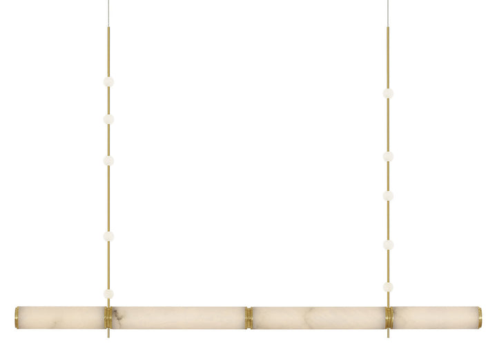 Visual Comfort Signature Marcell Linear Chandelier in Antique-Burnished Brass