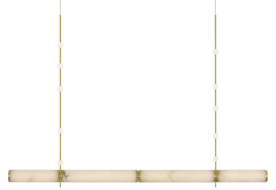 Visual Comfort Signature Marcell Linear Chandelier in Antique-Burnished Brass