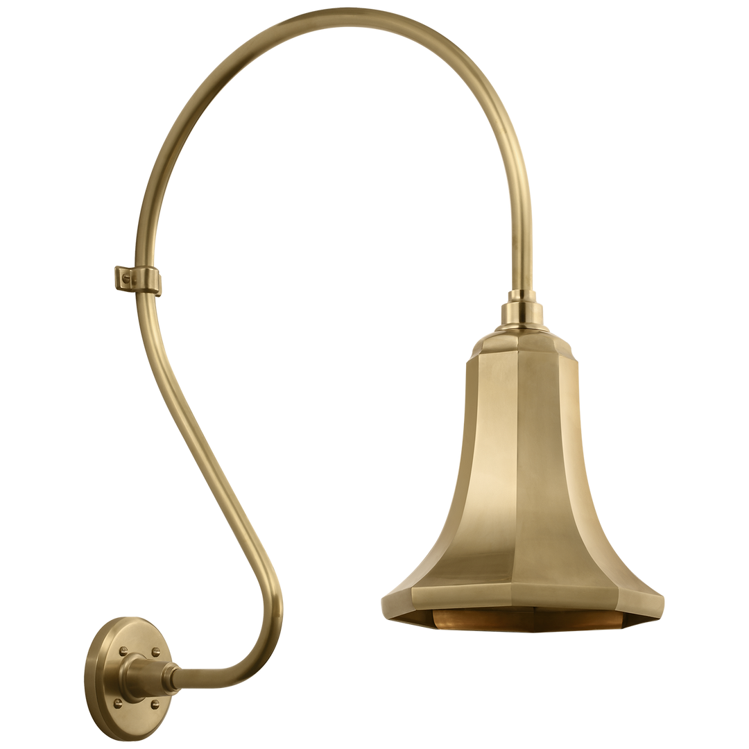 Visual Comfort Signature Academy Outdoor Larrabee 27in Savannah Shade Wall Light in Hand-Rubbed Antique Brass / White (view 2)