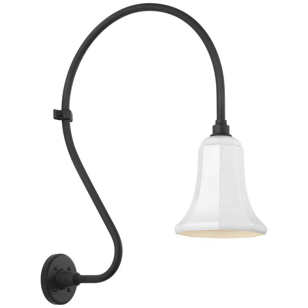 Visual Comfort Signature Academy Outdoor Larrabee 27in Savannah Shade Wall Light in Hand-Rubbed Antique Brass / White