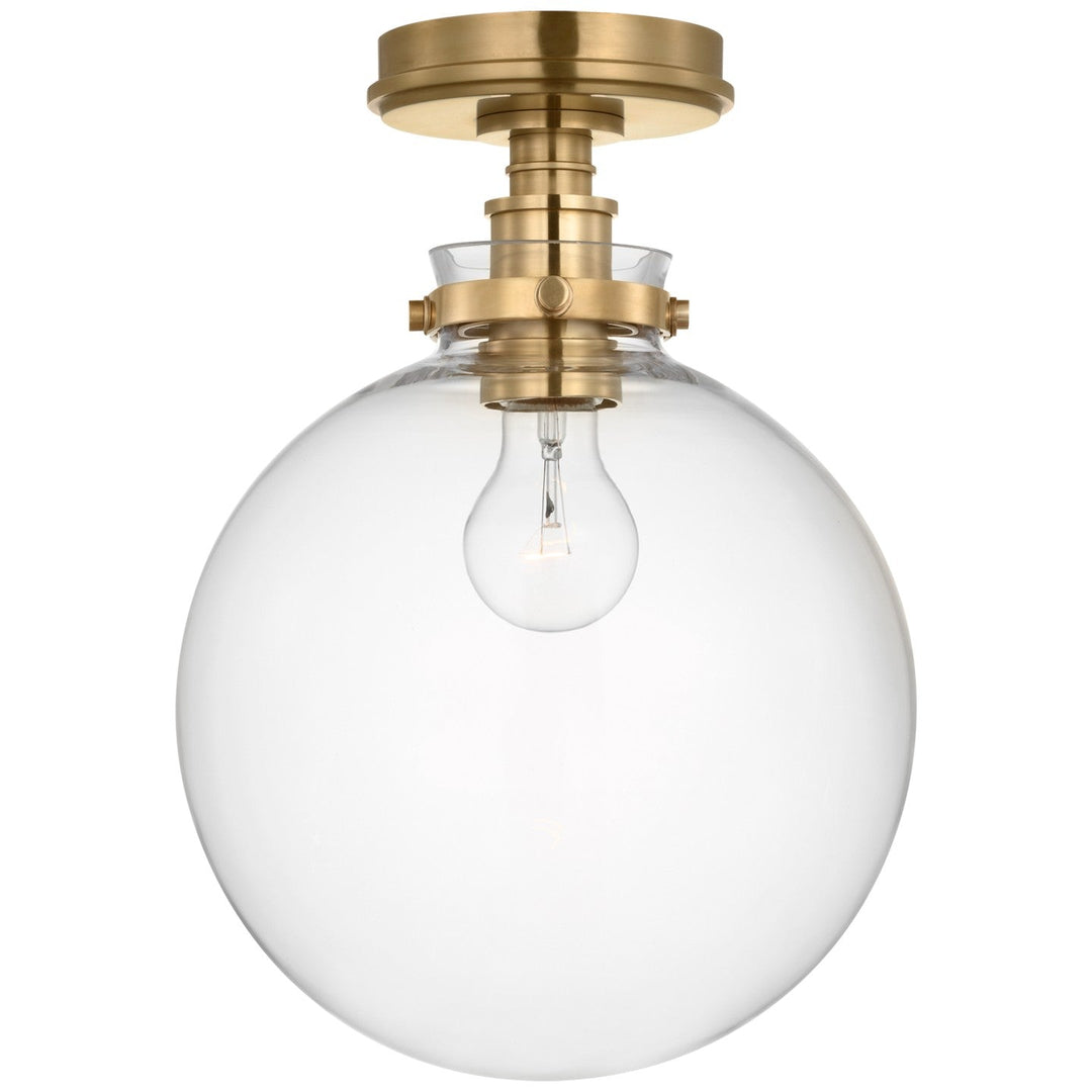 Visual Comfort Signature Parkington Globe Ceiling Flush Light in Antique Burnished Brass