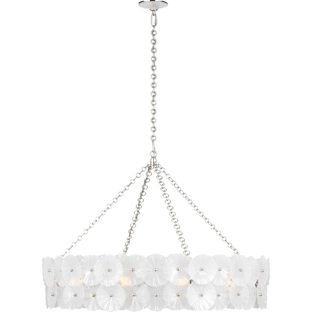 Visual Comfort Signature Gianna Ring Chandelier in Burnished Silver Leaf / Frosted