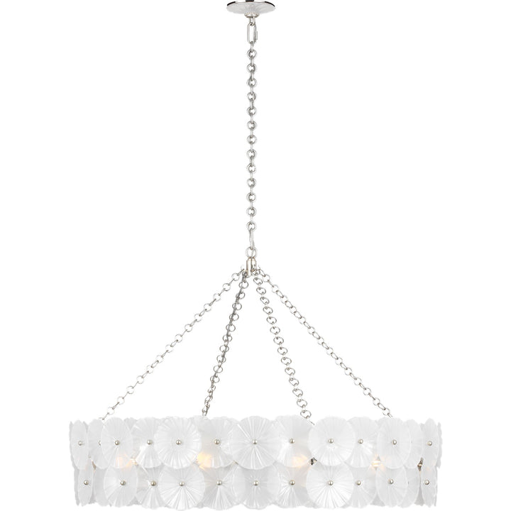 Visual Comfort Signature Gianna Ring Chandelier in Burnished Silver Leaf / Frosted