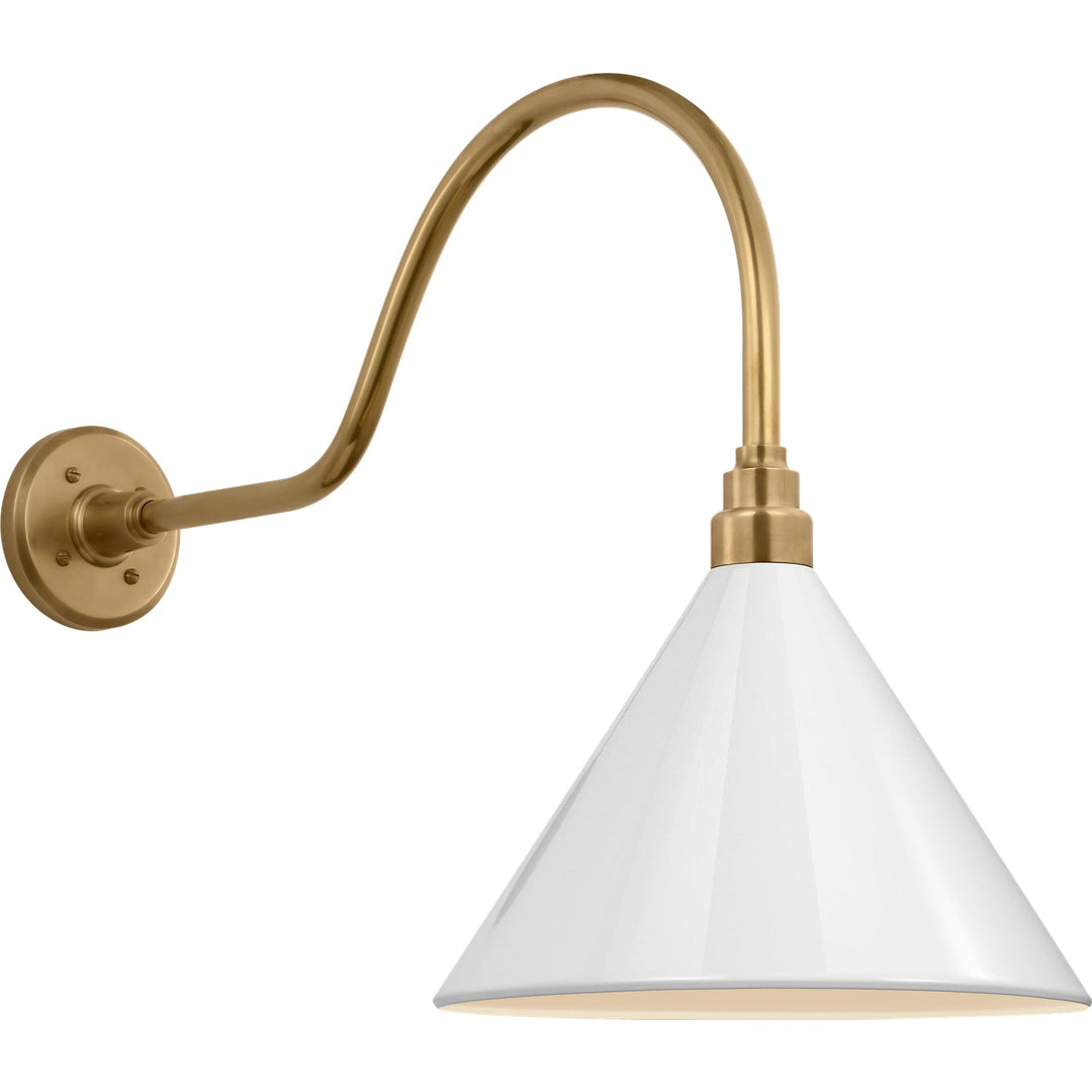 Visual Comfort Signature Academy Outdoor Flynn Savannah Conical Wall Light in Hand-Rubbed Antique Brass / White (view 2)