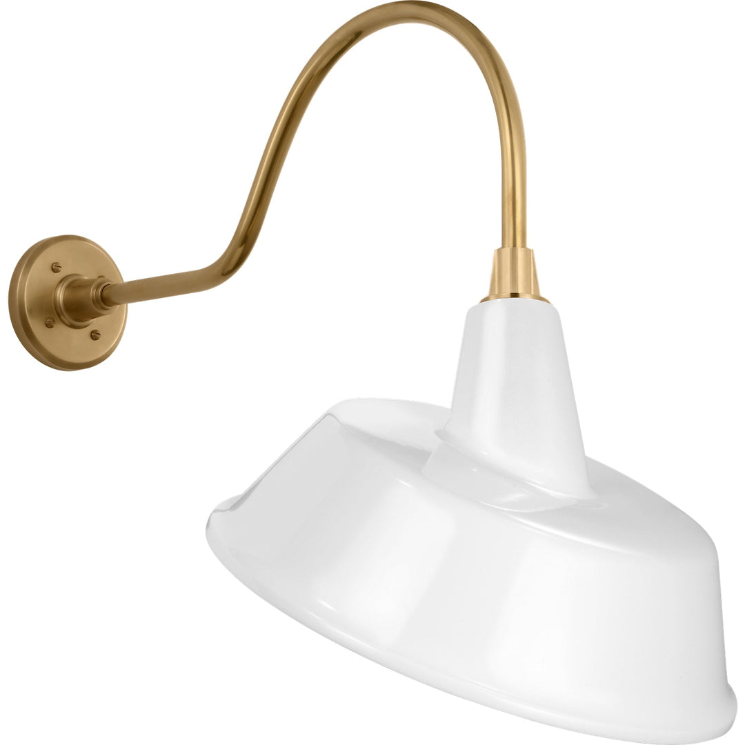 Visual Comfort Signature Academy Outdoor Flynn Tilted Bowers Shade Wall Light in Hand-Rubbed Antique Brass / White (view 2)
