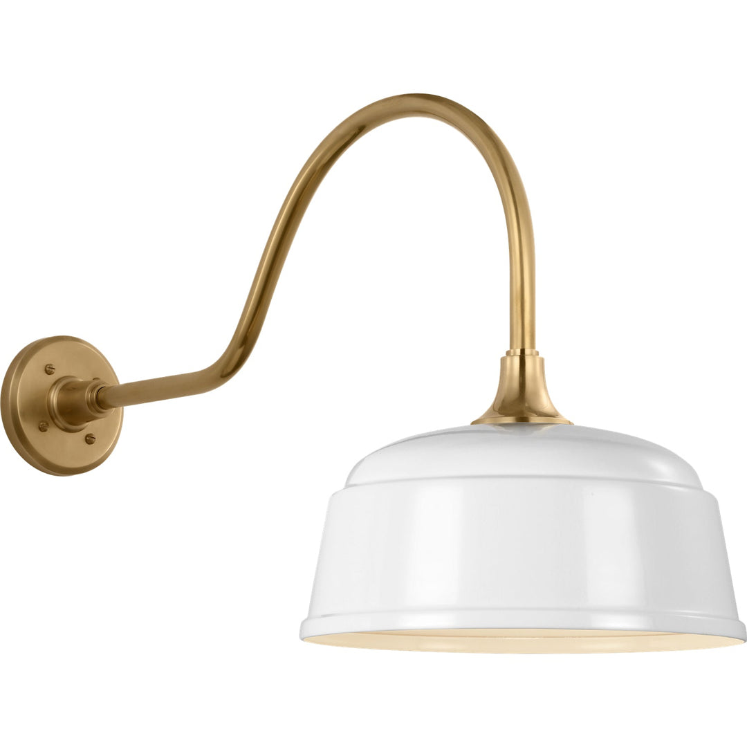 Visual Comfort Signature Academy Outdoor Flynn Rockhouse Shade Wall Light in Hand-Rubbed Antique Brass / White