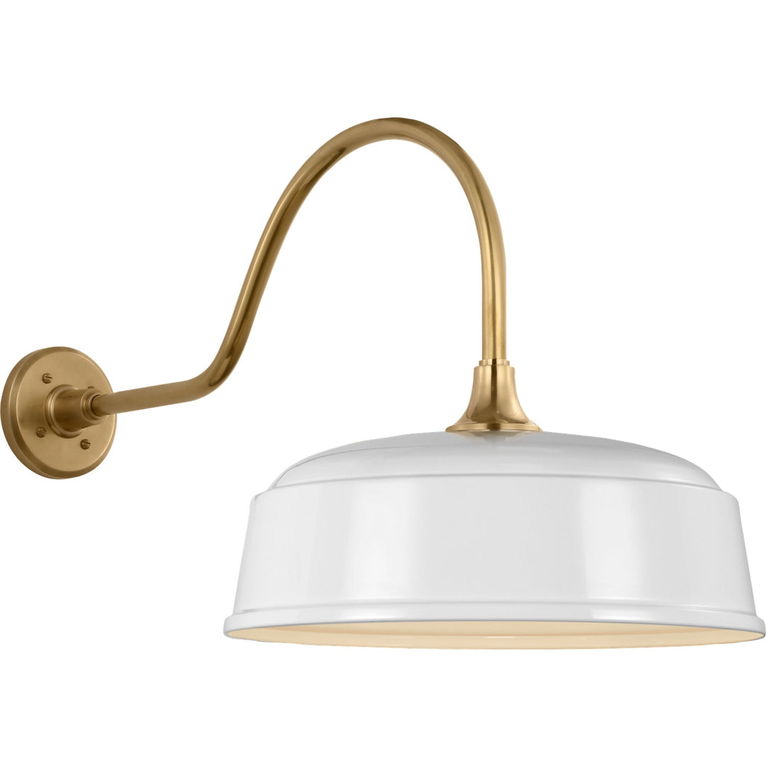 Visual Comfort Signature Academy Outdoor Flynn Rockhouse Shade Wall Light in Hand-Rubbed Antique Brass / White (view 2)