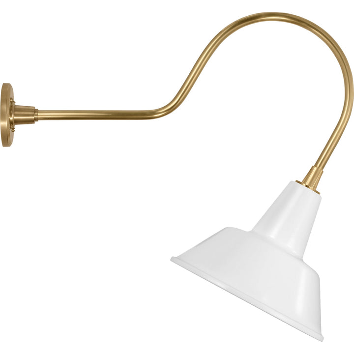Visual Comfort Signature Academy Outdoor Angled Flynn Bowers Shade Wall Light in Hand-Rubbed Antique Brass / White