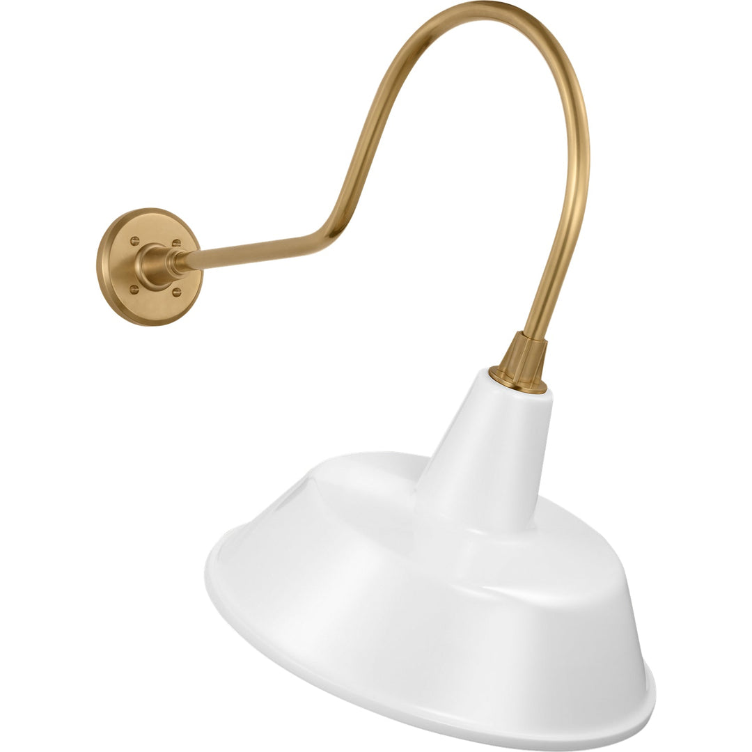 Visual Comfort Signature Academy Outdoor Angled Flynn Bowers Shade Wall Light in Hand-Rubbed Antique Brass / White (view 2)