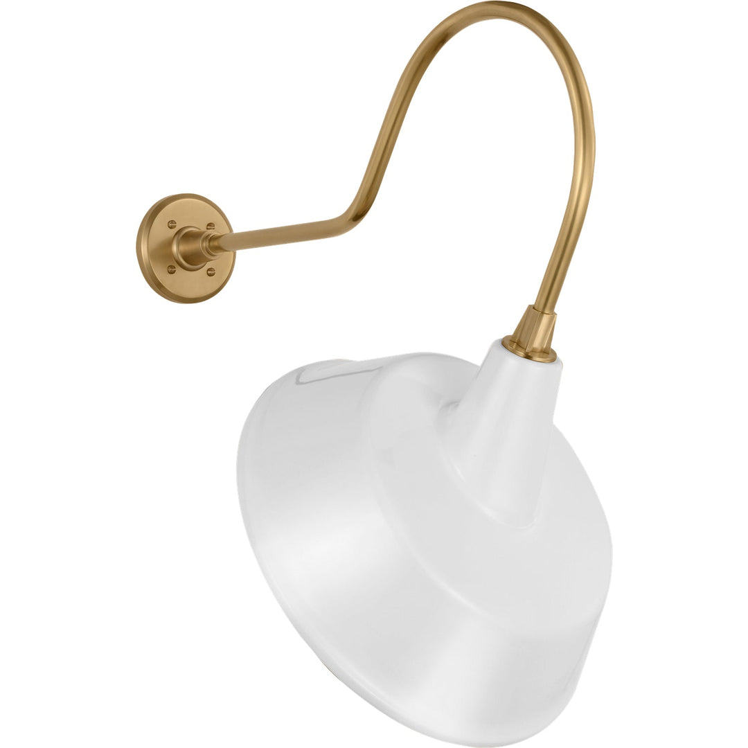 Visual Comfort Signature Academy Outdoor Angled Flynn Tilted Bowers Shade Wall Light in Hand-Rubbed Antique Brass / White (view 2)