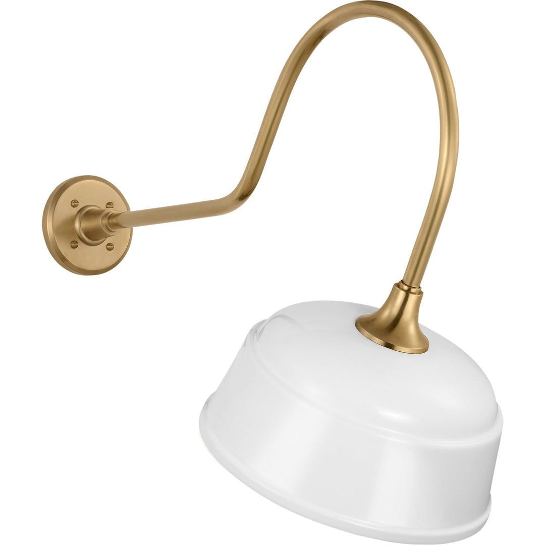 Visual Comfort Signature Academy Outdoor Angled Flynn Rockhouse Shade Wall Light in Hand-Rubbed Antique Brass / White