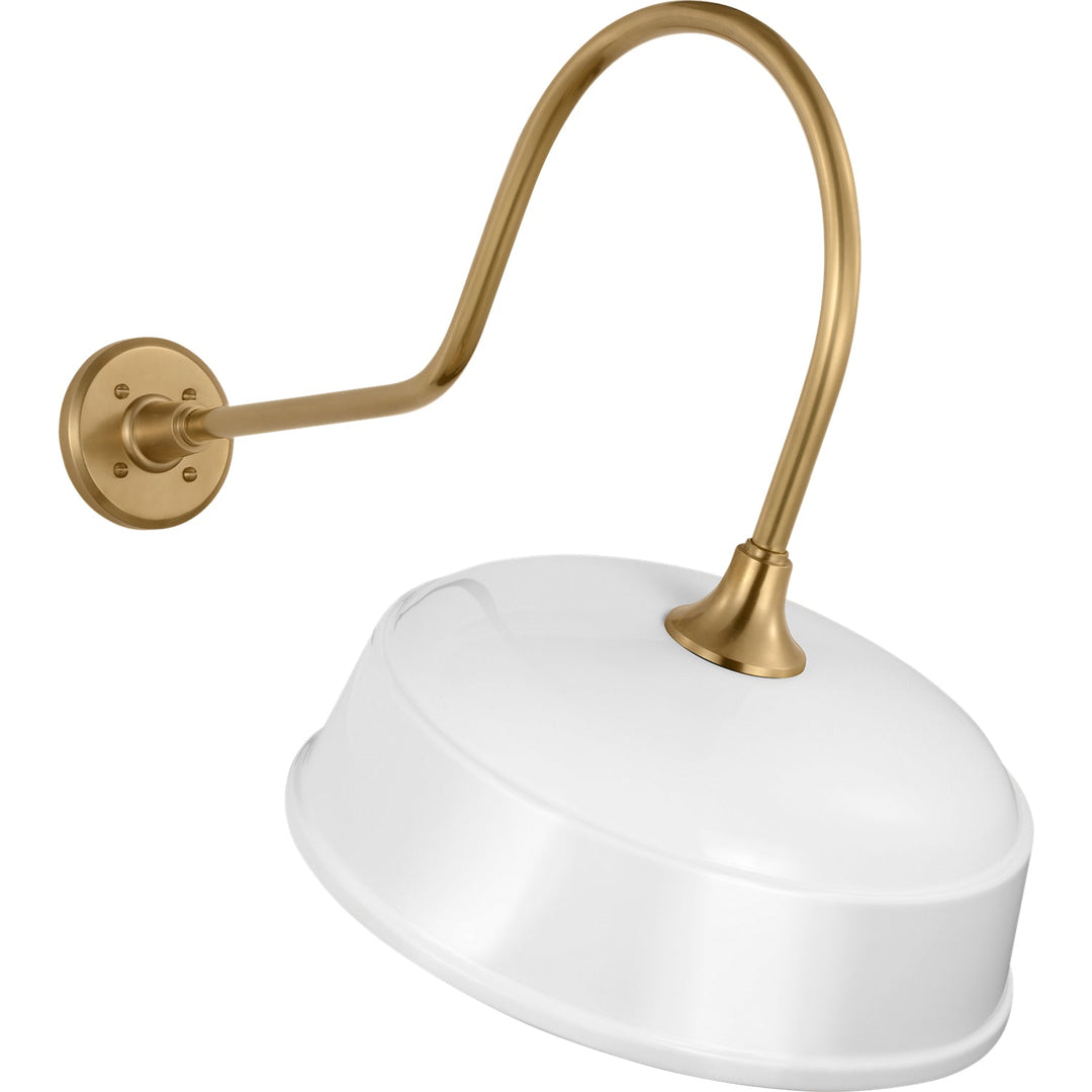 Visual Comfort Signature Academy Outdoor Angled Flynn Rockhouse Shade Wall Light in Hand-Rubbed Antique Brass / White (view 2)