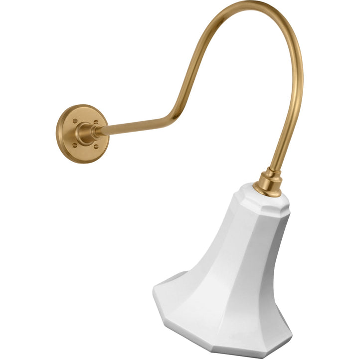 Visual Comfort Signature Academy Outdoor Angled Flynn Savannah Shade Wall Light in Hand-Rubbed Antique Brass / White (view 2)
