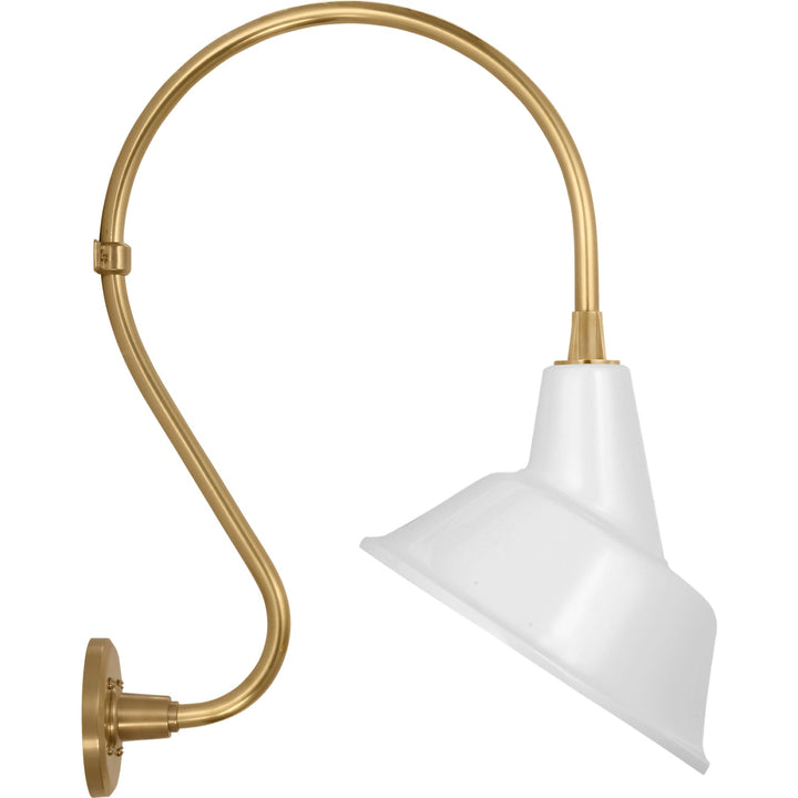 Visual Comfort Signature Academy Outdoor Larrabee Tilted Bowers Shade Wall Light in Hand-Rubbed Antique Brass / White