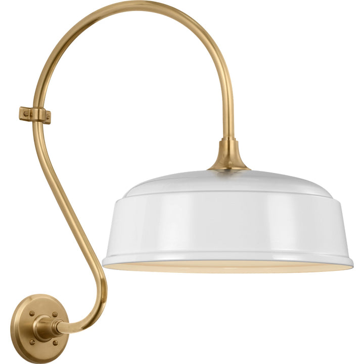 Visual Comfort Signature Academy Outdoor Larrabee Rockhouse Shade Wall Light in Hand-Rubbed Antique Brass / White (view 2)