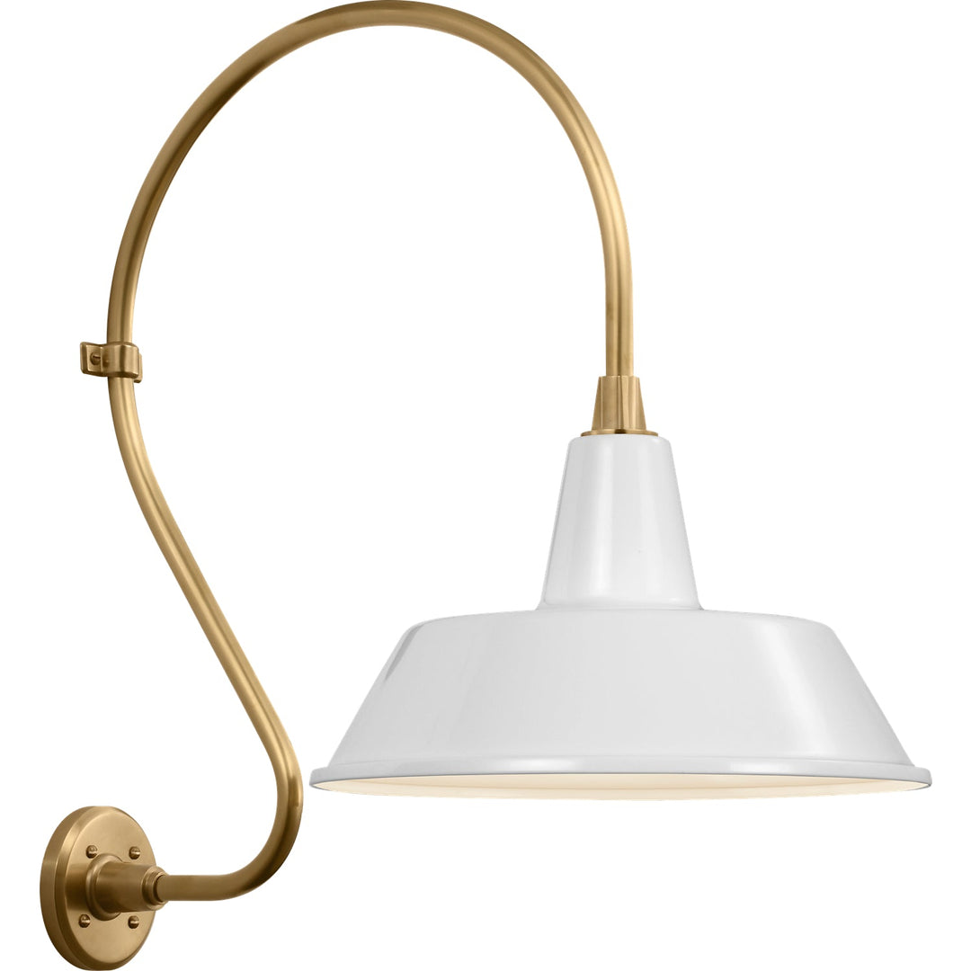 Visual Comfort Signature Academy Outdoor Larrabee 27in Bowers Shade Wall Light in Hand-Rubbed Antique Brass / White (view 2)
